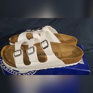 Birkenstock Womens Florida Birko-Flor Sandals White Size US 10 New With Box